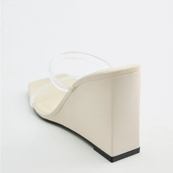 Zara Off White Vinyl Wedge Sandals - Picture 16 of 17